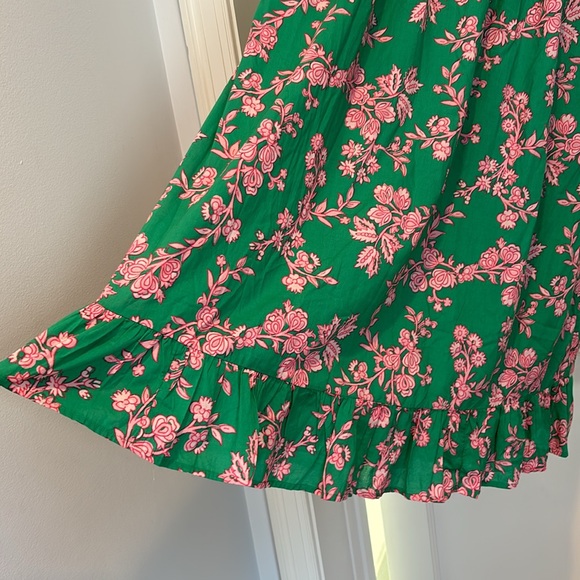 NWOT Reimagined by J Crew J Crew Factory smocked green & pink floral midi dress - Picture 7 of 16